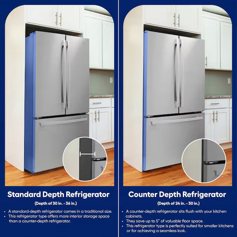 Counter-Depth 22.3-Cu Ft 4 -Door 36-In Wide Smart Compatible French Door Refrigerator with Ice Maker with Water and Ice Dispenser ( Matte Black with Brushed Stainless Handles ) ENERGY STAR Certified